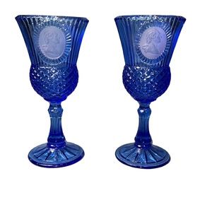 Vintage Avon George Washington Mt. Vernon Blue Goblet
